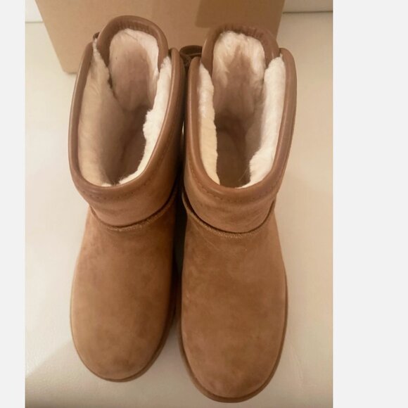 NIB UGGS AUSTRALIA UGG ULTRA MINI BAILEY LEATHER BOOTS SIZE 9 CHESTNUT - Picture 6 of 8